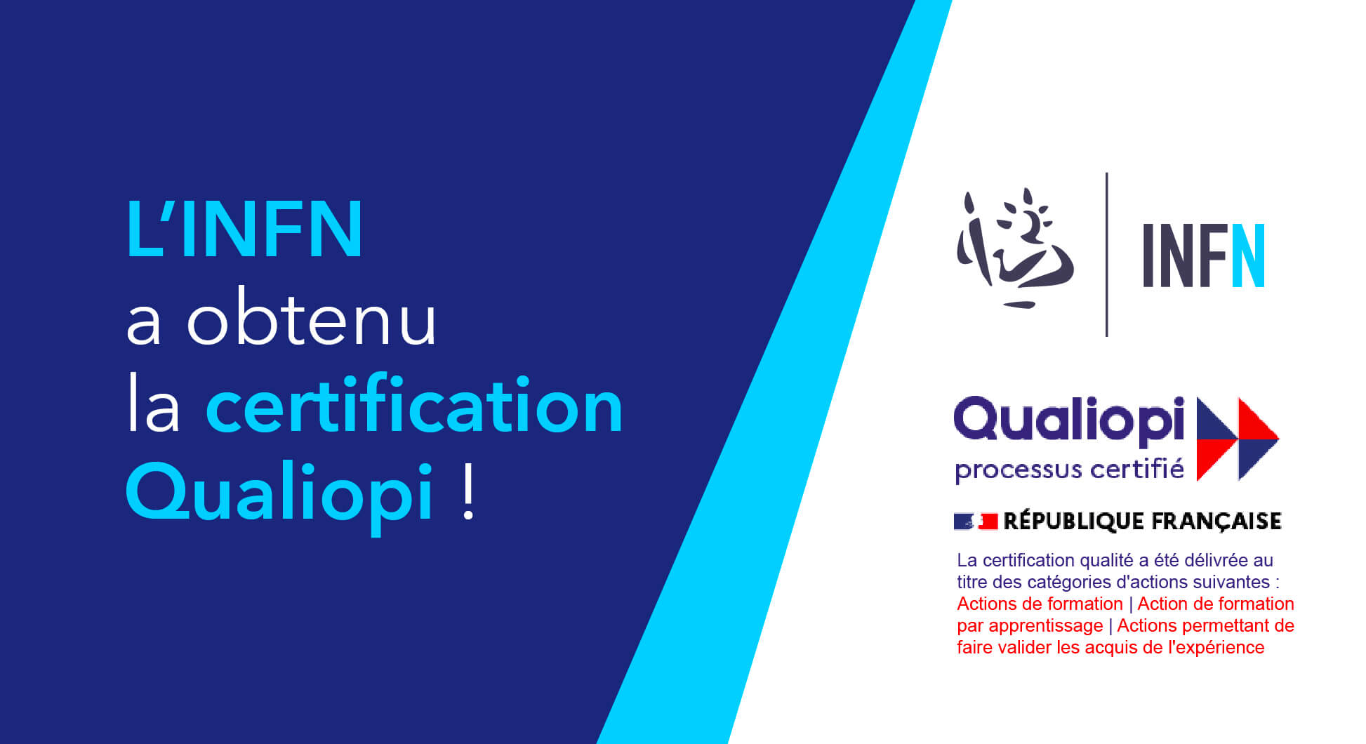 INFN Organisme de formation certifié Qualiopi